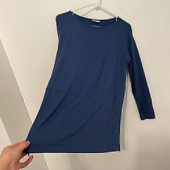 J. JILL Solid Blue Boat Neck Long Sleeve Fleece Lined Side Zip Zippers Tunic Top - Picture 7 of 12